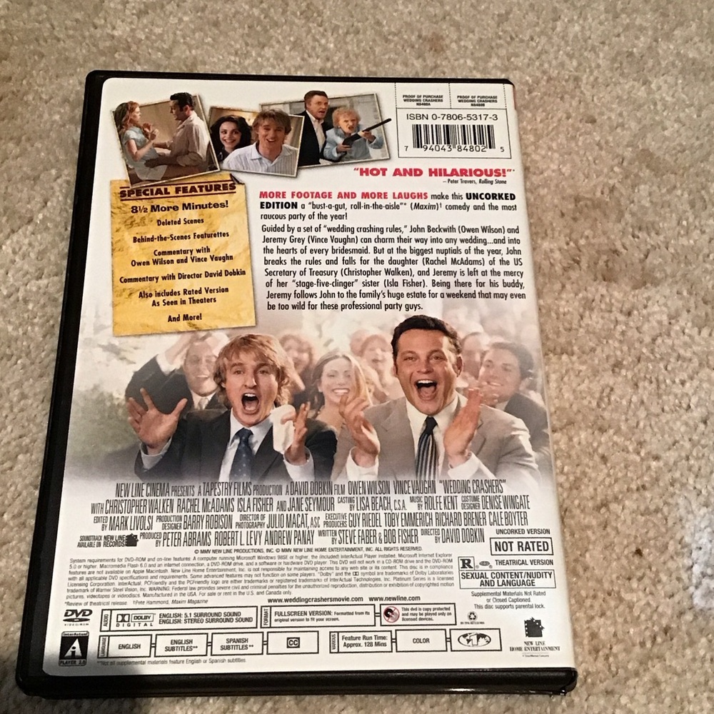 Wedding Crashers DVD - 5 for $5 - Picture 2 of 4